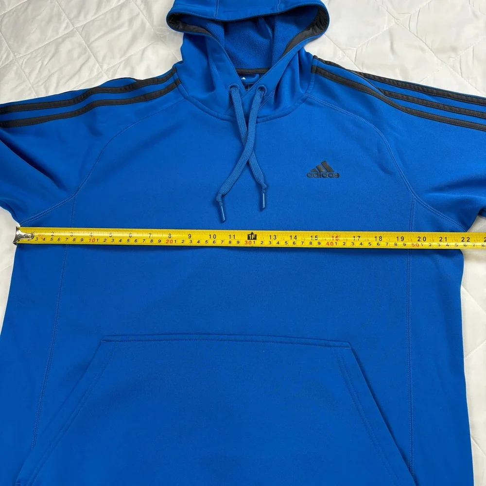 Adidas Climawarm‎ Hoodie Men's Medium Royal Blue Black 3 Stripe Pullover